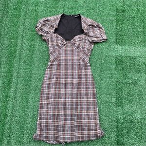 Vintage Bebe plaid shimmery mini dress